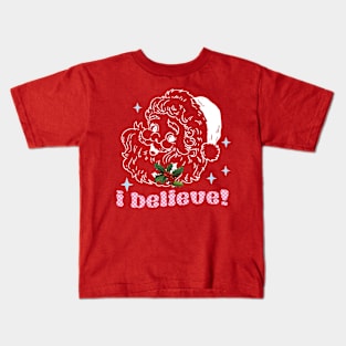 Retro Vintage Pink Santa Kids T-Shirt